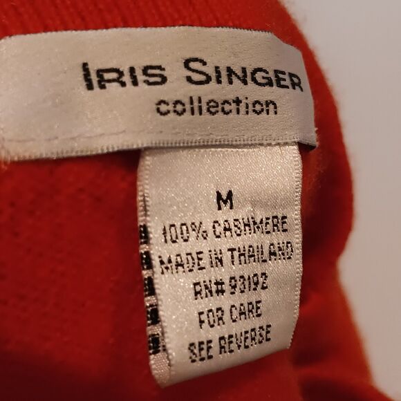Vintage Iris Singer Cashmere Sweater-Medium-3/4 Sleeve-Orange-Classic-Chic - Picture 6 of 6